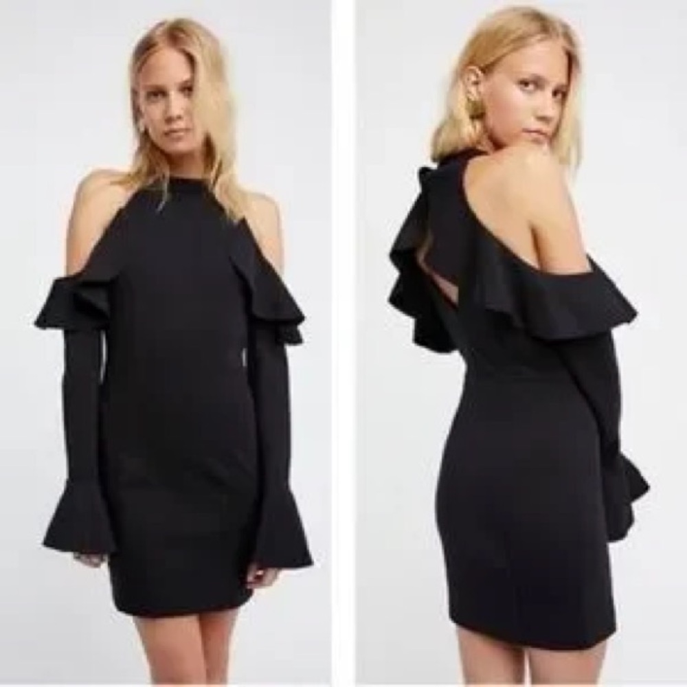 Free People Sweet Talk Black Off-the-Shoulder Dress